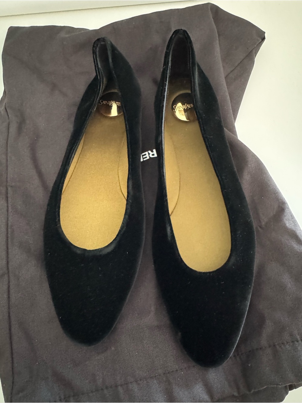 Saint Laurent Black Velvet Flats 36